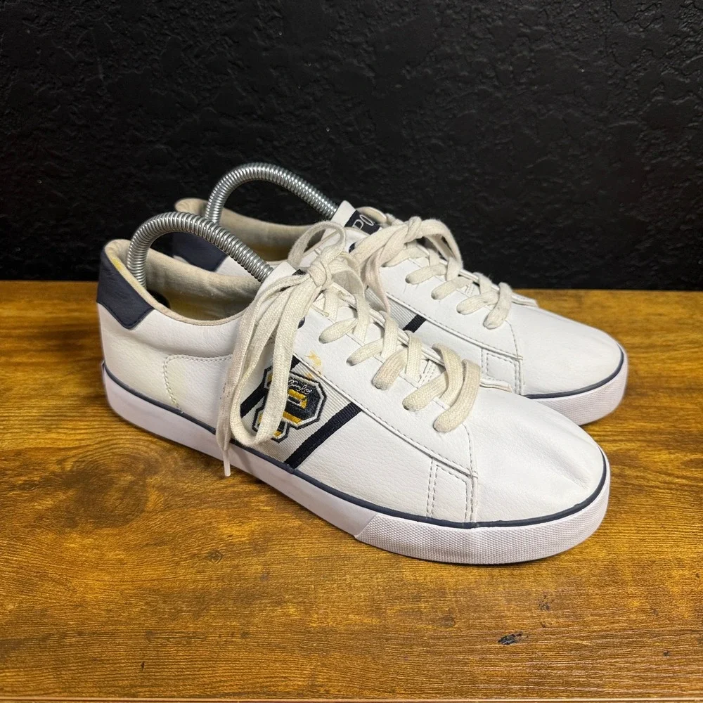 Polo Ralph Lauren Sayers White Leather Low Top Sneakers Mens Size 10